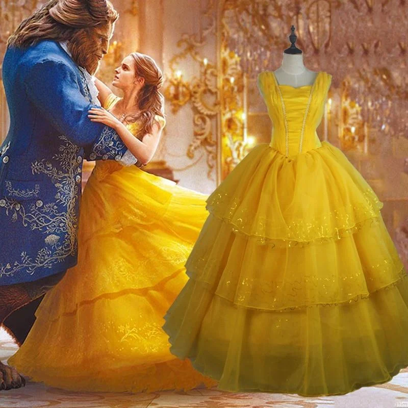 2020 Beauty And The Beast Costumes Princess Belle Dresses Adult Fancy