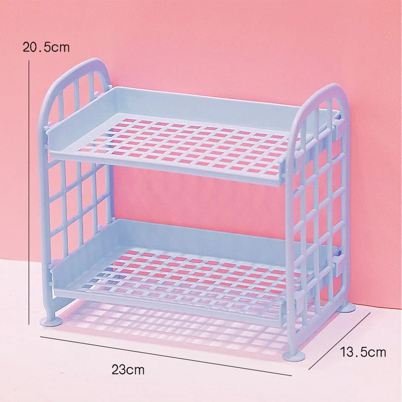 W&G Cosmetic Storage Rack Organizer Shelf Student Office Bathroom Kitchen Rack Dormitory Desktop Cute Storage Box Organizer Ins