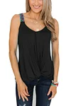Plus Size Asymmetrical Hem V Neck Solid Casual Tank Top