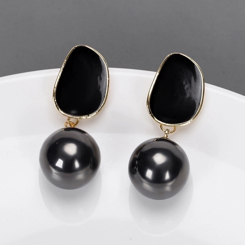 1 Pair Fashion Round Alloy Enamel Plating Inlay Pearl Women’s Drop Earrings