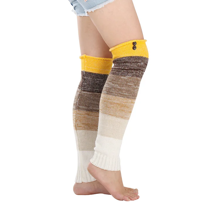 Weiche, warme Retro-Regenbogen-Kontrast-Knieschützer-Socken