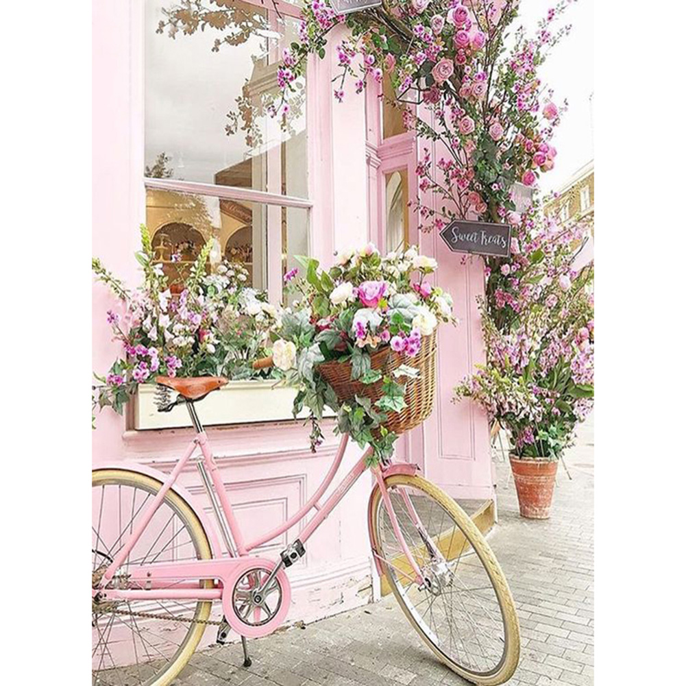 Pink Bicycle 40x30cm(canvas) full round drill diamond painting