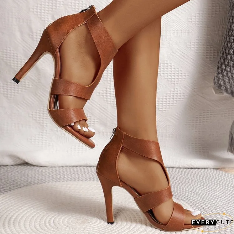 Hollow stiletto high heel Roman sandals