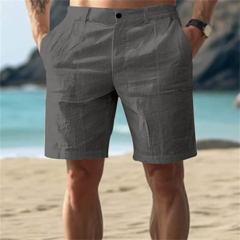 2025 Men's Linen Fashion Beach Breathable Straight Casual Shorts