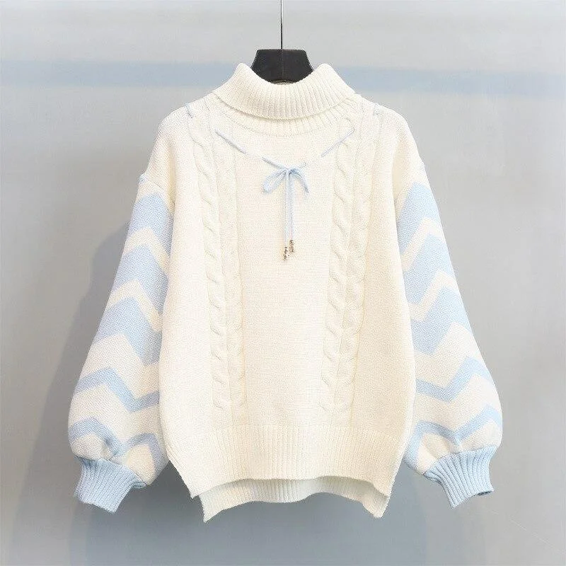 Pullovers Women Oversize Sweater BF Unisex Couples Japanese Striped Knit Sweater Hip Hop Female New Winter Fashion Retro Daily 1025-1