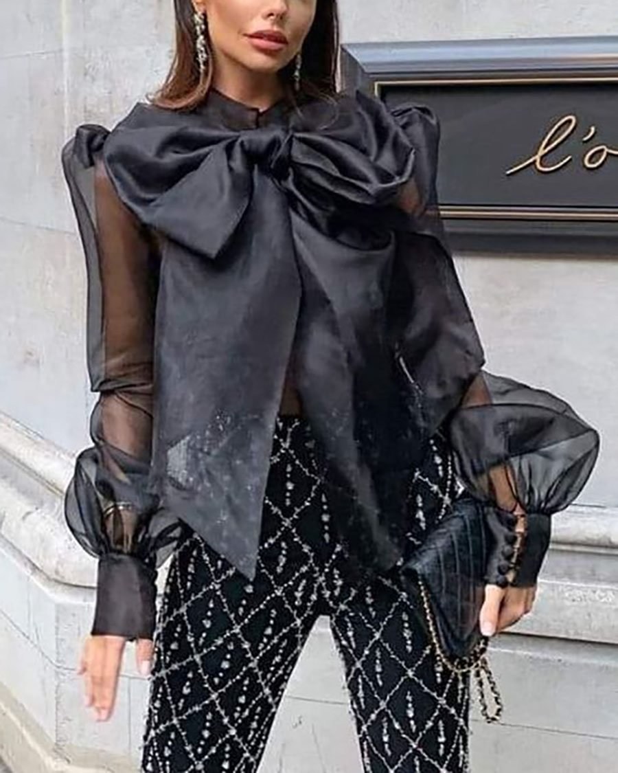 Ladies Elegant Versatile Lace Up Long Sleeve Top