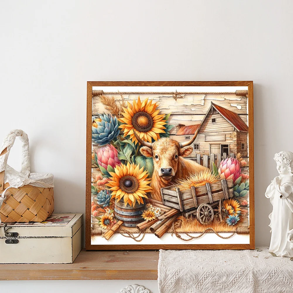 Diamond Painting - Full Round Drill - Farm Cows(Canvas|40*40cm)
