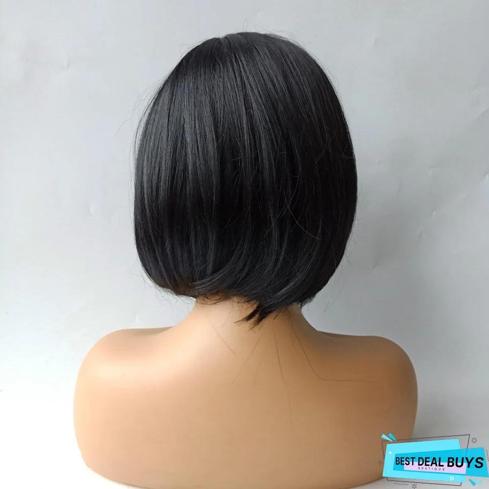 Wig Female Short Straight Hair Side Split Bobo Hairstyle Chemical Fiber Headgear