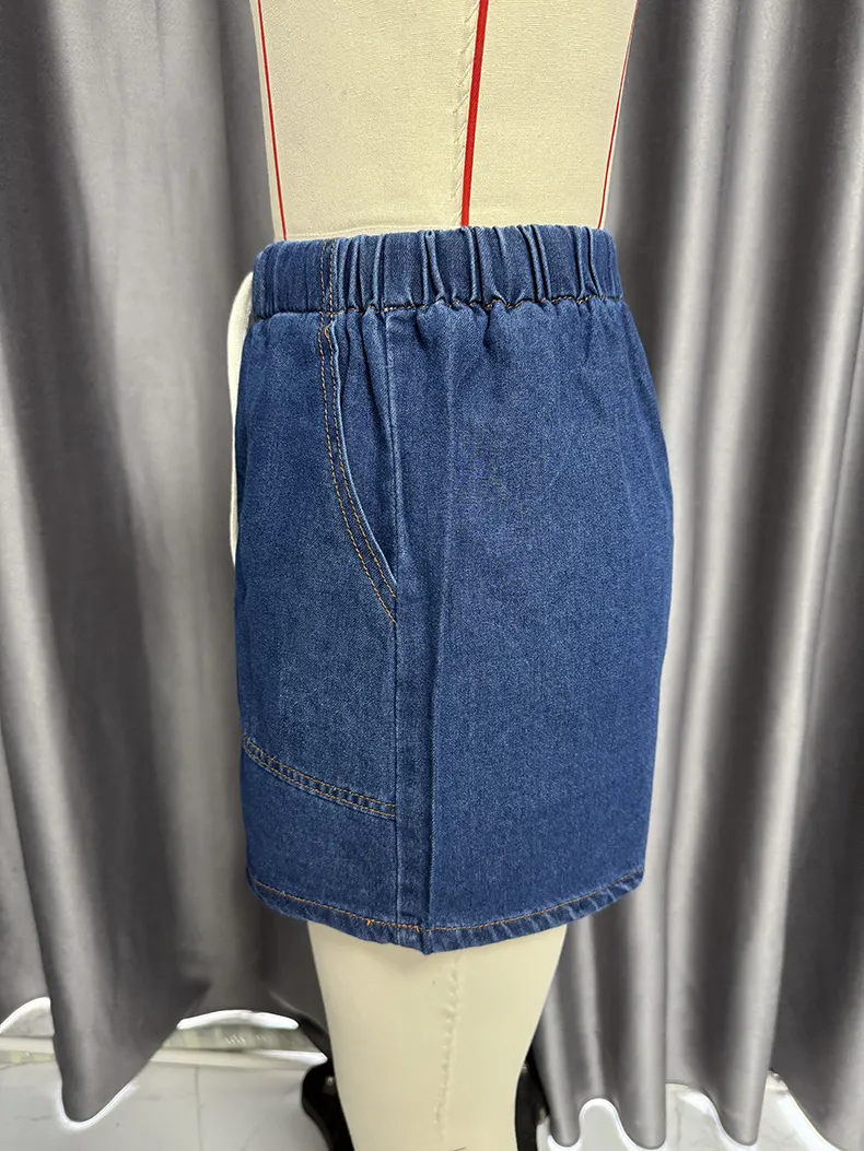 Retro Casual Loose Pockets Short Sleeved Shirt Shorts Denim Two Piece Sets