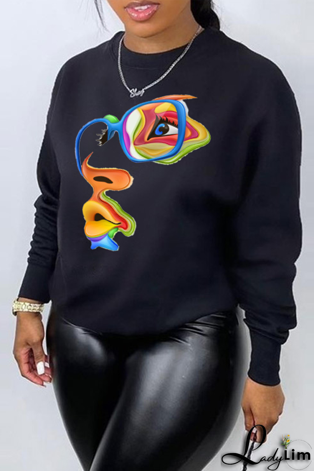 White Street Daily Print Patchwork O Neck Tops