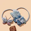 5PCS Cute Blue Cream Beige Bowknot Hair Head Bands Set for Babies
