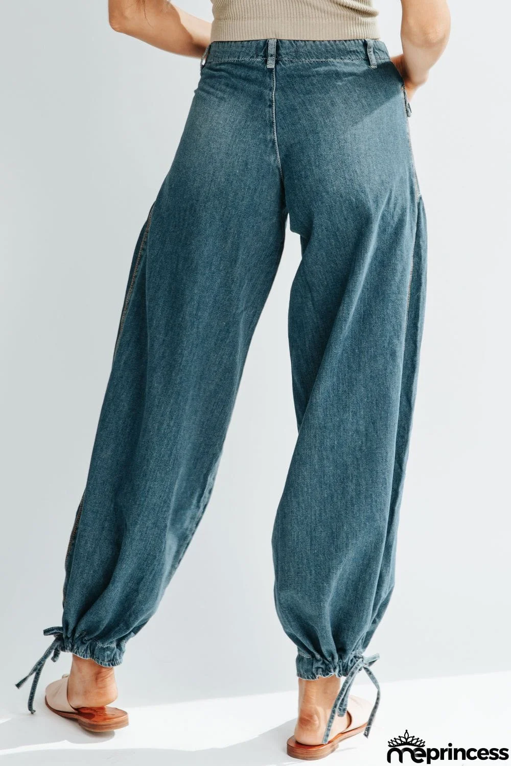 Pockets Drawstring Balloon Jeans