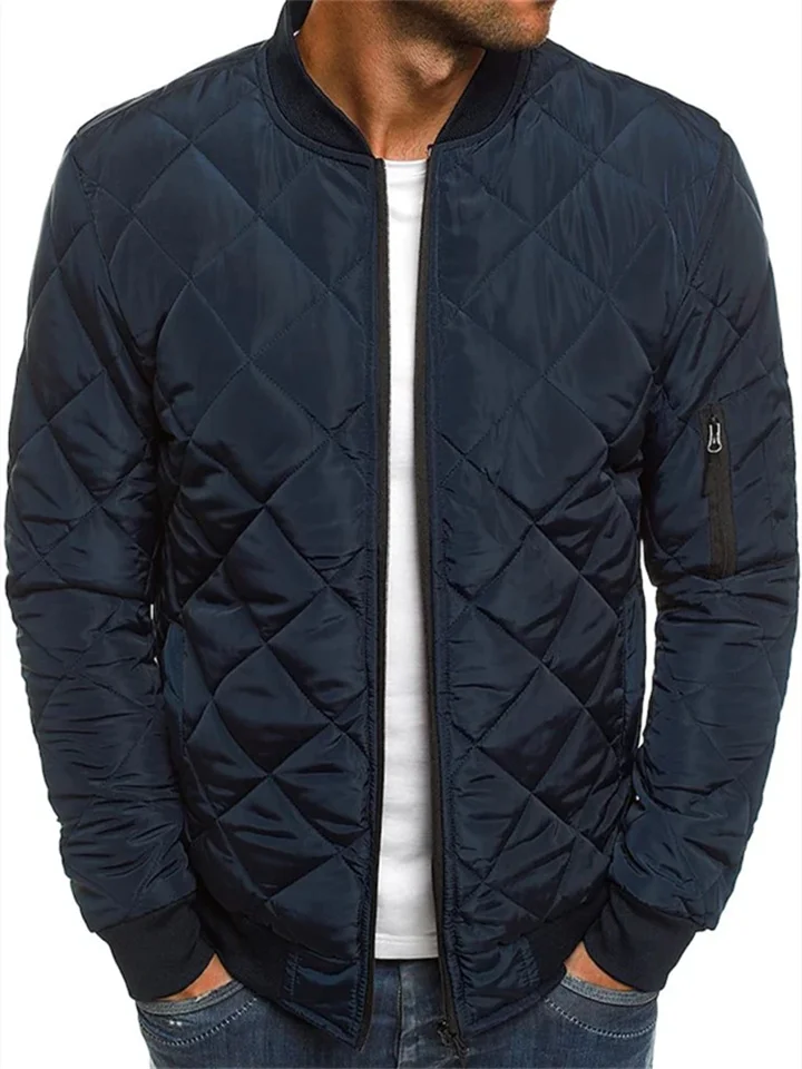 Men's Puffer Jacket Winter Jacket Quilted Jacket Winter Coat Padded Warm Casual Solid Color Outerwear Clothing Apparel Classic & Timeless Navy Wine Red ArmyGreen