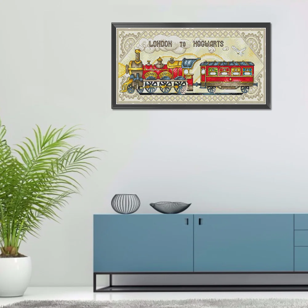 Full Counted Cross Stitch 14CT - London to Hogwarts(44*19cm)