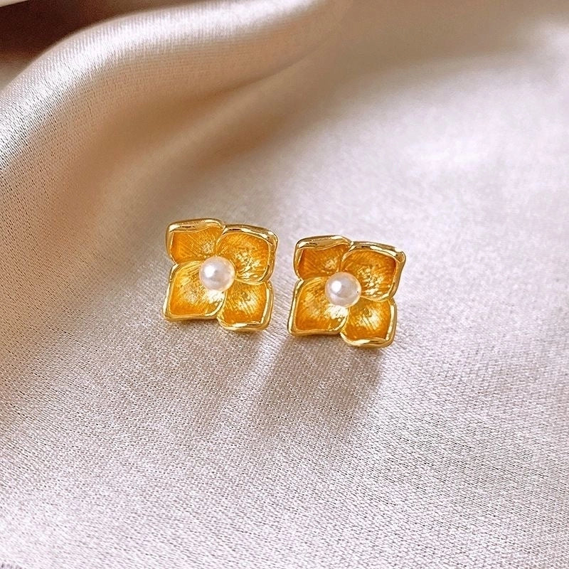 3 Pieces Sweet Heart Shape Rose Flower Inlay Imitation Pearl Alloy Rhinestones Earrings