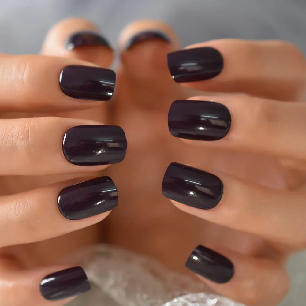 Reuseable Fake Nails High Light Shiny Gelnails Rose Pink Square Short Ladies Fingernails Manicure Art Tips Wholesale 24 With Tab-Nail Inspo