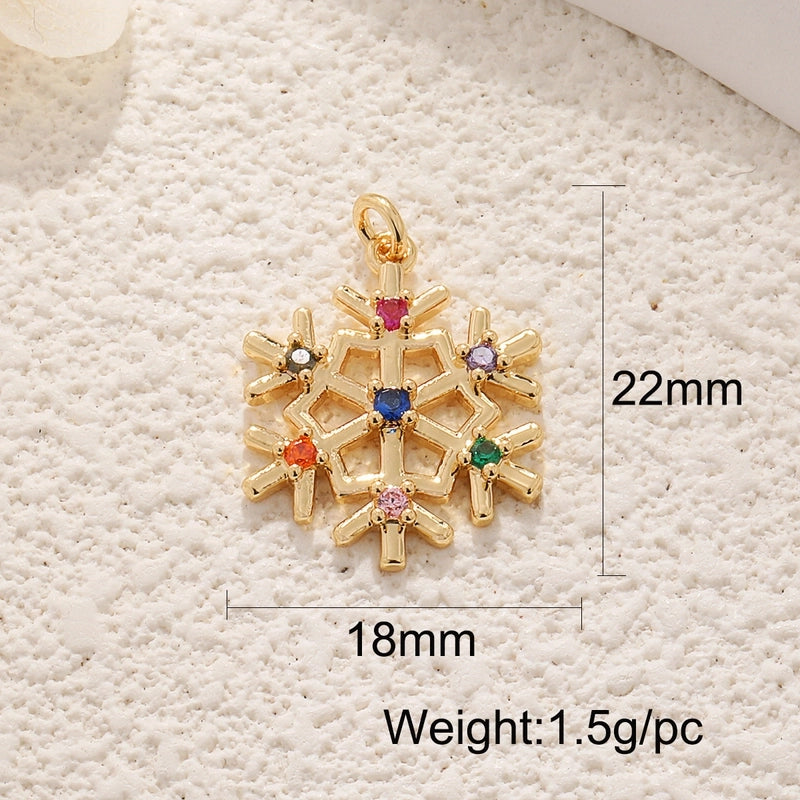1 Piece 12*17mm 15 * 20mm 18 * 22mm Copper Christmas Tree Flower Snowflake Jewelry Accessories Pendant