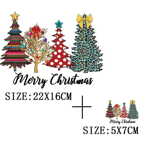Beautiful Christmas Gift Thermal Sticker On Clothes DIY T-shirt Washable Iron On Patch For Clothing Christmas Design Patch Decor