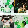 Birthday Decorations, Happy Birthday Banner with Birthday Balloons, Honeycomb Balls, Hanging Swirls, Circle Dots Garland, Happy Birthday Party Decorations for Women Men Boys Girls (Green&Black)