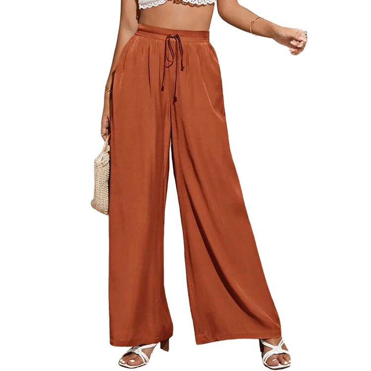Summer Women's High Waist Casual Trousers Pure Color Loose