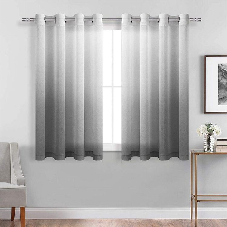 Gray Indoor Sheer Curtains Gradient For Living Room 1Pcs-ChouChouHome