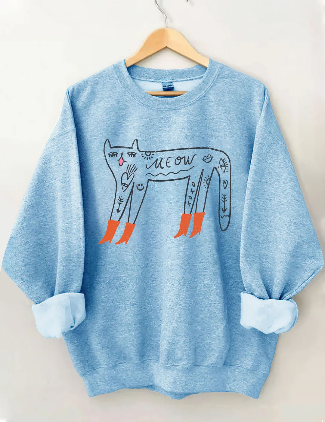 Cute Cat With Red Boots Sweatshirt