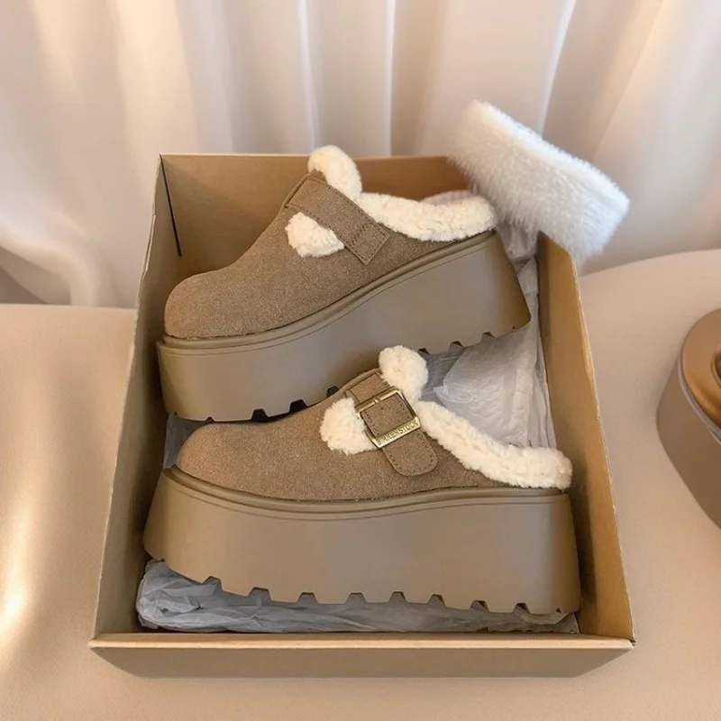 Sdrawing Sdrawing And Velvet Bag Head Half Drag Woman 2025 Autumn And Winter New Fashion Wear Leisure Woolen Cotton Drag