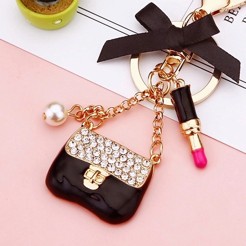 Elegant Korean Style Bag Metal Inlay Rhinestones Women’s Bag Pendant Keychain