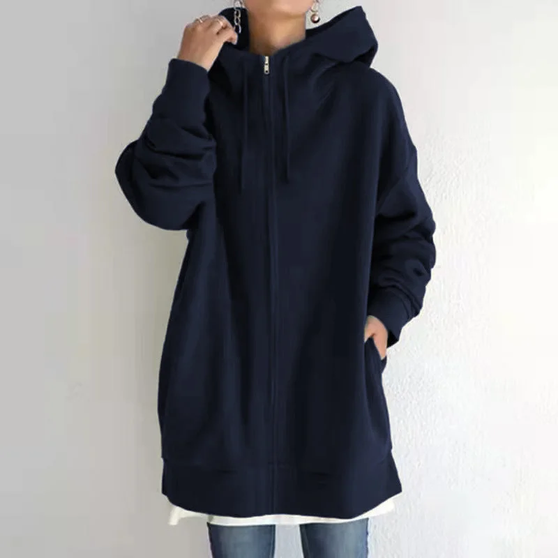 Uveng Street Polyester Fiber Zipper Hooded Long Lining Hoodies