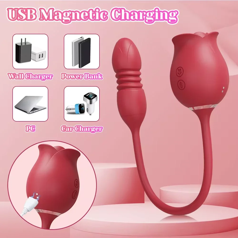 Dual Vibe Rose Sex Toy for Women G-Spot & Clit Vibrating Dildos Health Care Products