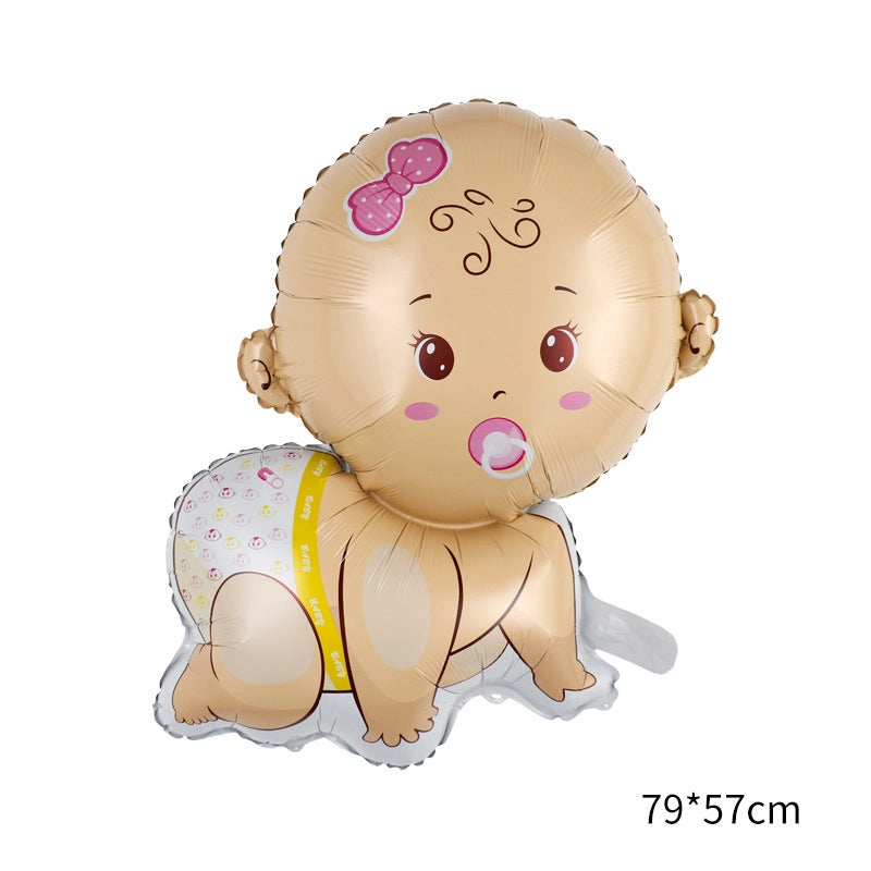 5 Pieces Cartoon Baby Baby Baptism Aluminum Film Balloon Baby Shower Baby Bottle Foot Stroller Balloon