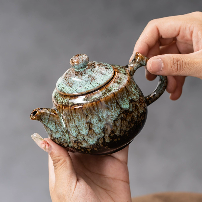 窑变天目釉复古茶壶