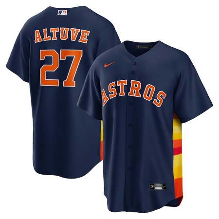 Men's Houston Astros #27 Jose Altuve  Navy Alternate Replica Player Name Jersey