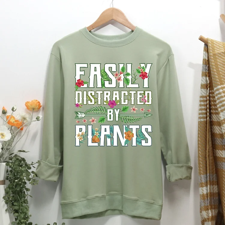 Easily distracted by plants Women Casual Sweatshirt-Annaletters