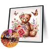 Papillon Et Ours Fleur-Drille Ronde Peinture Diamant-30*30CM