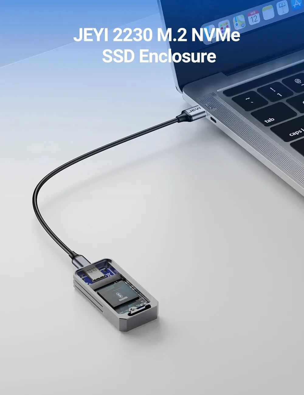 JEYI 2230 M.2 Enclosure, USB 3.2 Gen 2 10Gbps M.2 NVMe SSD