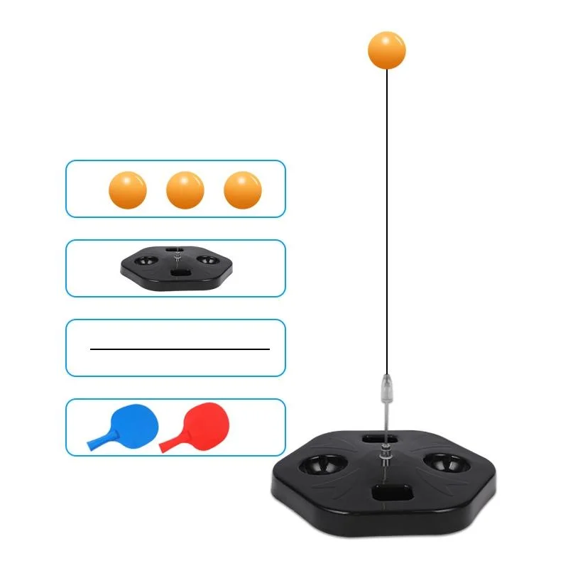 Single Table Tennis Trainer Elastic Flexible Shaft Fixed Ball Training Device, Specification: Black With Racket
