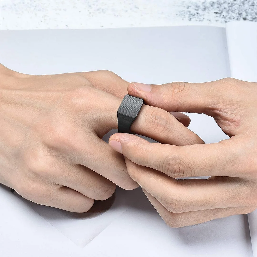 6MM 8MM Women Mens Black Tungsten Carbide Square Shape Matte Finish Surface Tungsten Carbon Fiber Wedding Bands