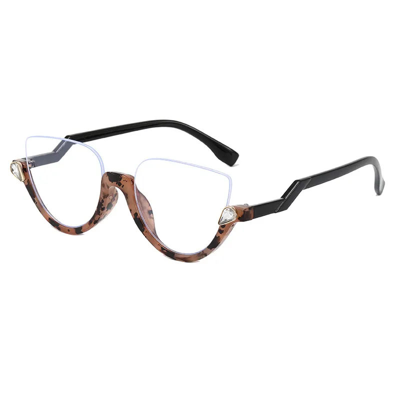 Unisex Vintage Half Frame Cat Eye Diamond Sunglasses