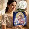 (25x25cm)DIY Mary Framed Handmade Pearl Painting Art Craft Kit Living Home Decor