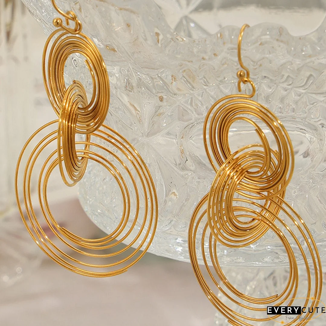Titanium Steel Multi-Layered Round Shape Earrings