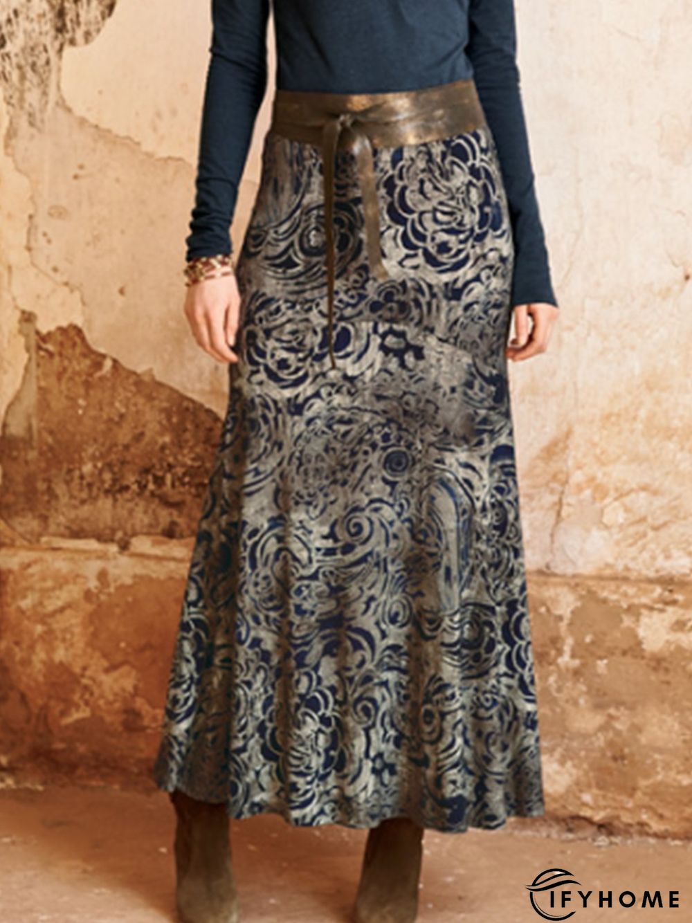 Ethnic Jersey Loose Skirt | IFYHOME