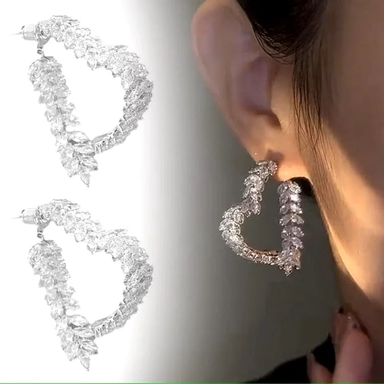 Crystal Heart Zircon Earrings Verceri