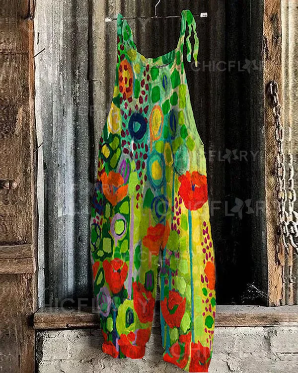 Women's Poppy Floral Loose Casual Jumpsuit
