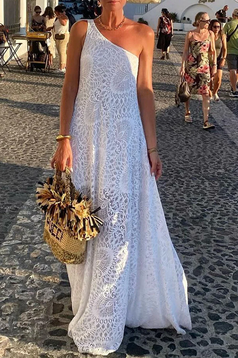 Sloping Shoulder Long Dresses