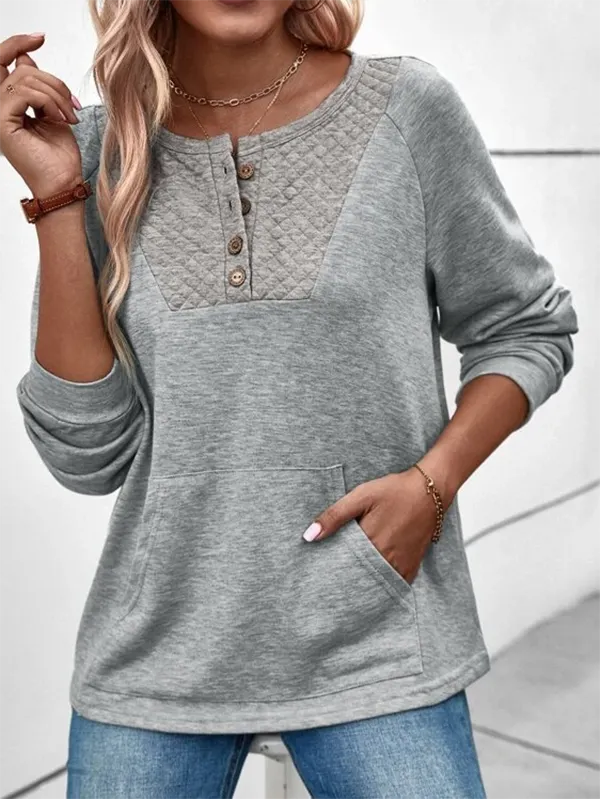 Plain Casual Crew Neck Sweatshirt