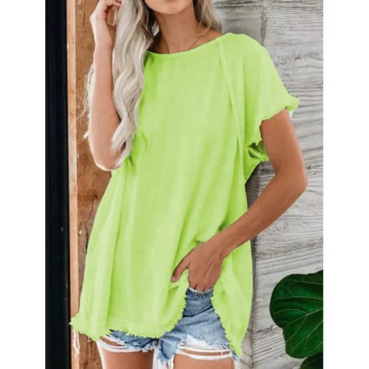 Women's Tassel Trim Short Sleeve T-Shirt