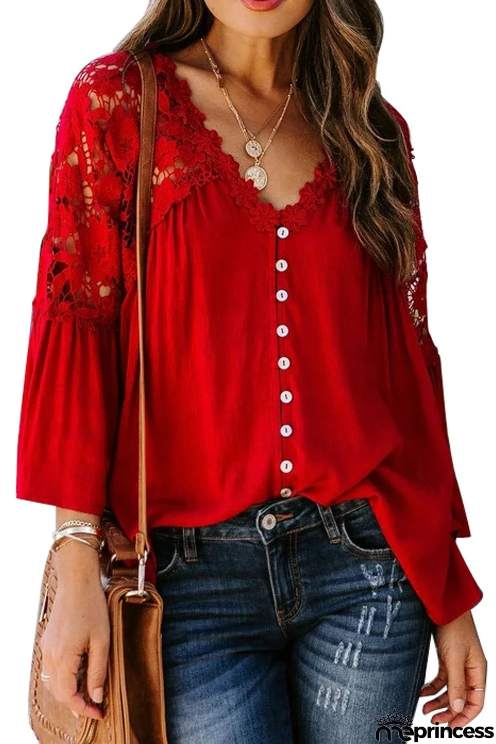 Crochet Lace Button Top