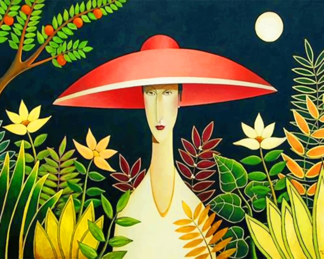 

Asian Woman Wearing A Red Sunhat – Paint By Numbers - 40*50CM, 501 Original