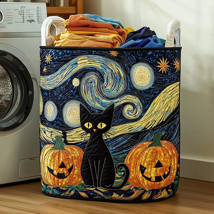 Black Cat Quilted Laundry Basket GFTOMA4681